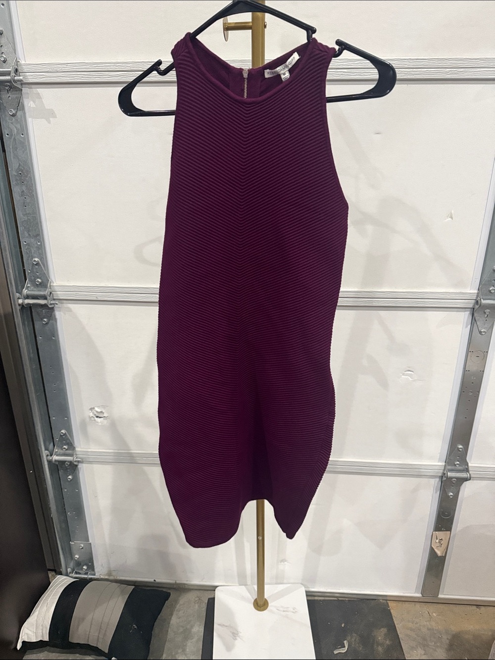 Rebecca Minkoff Sleeveless Ribbed Shift Dress in Plum